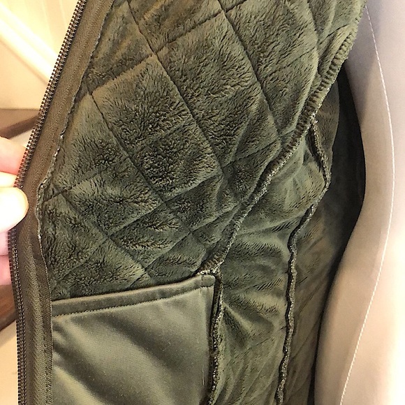 THE NORTH FACE Olive Green Full Zipper Diamond Quilted Fleece Lined Jacket Sz M - Picture 9 of 12